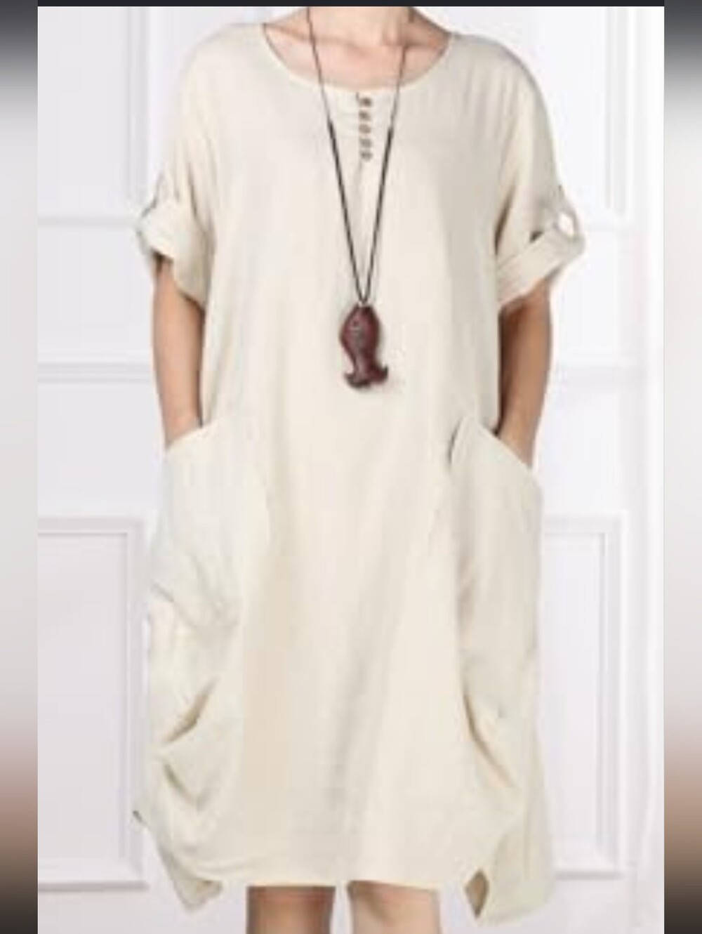 Minibee Women's Ruffle Oversize Casual Midi Dresses with Pockets Size Large NWT
